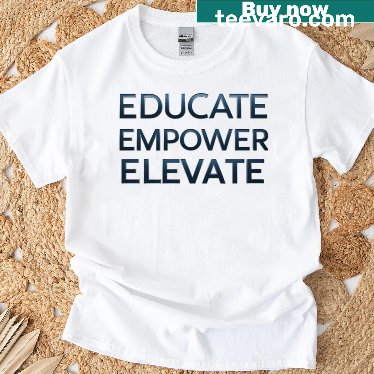 Inspirational Educate Empower Elevate t-shirt design — on a men's t-shirt