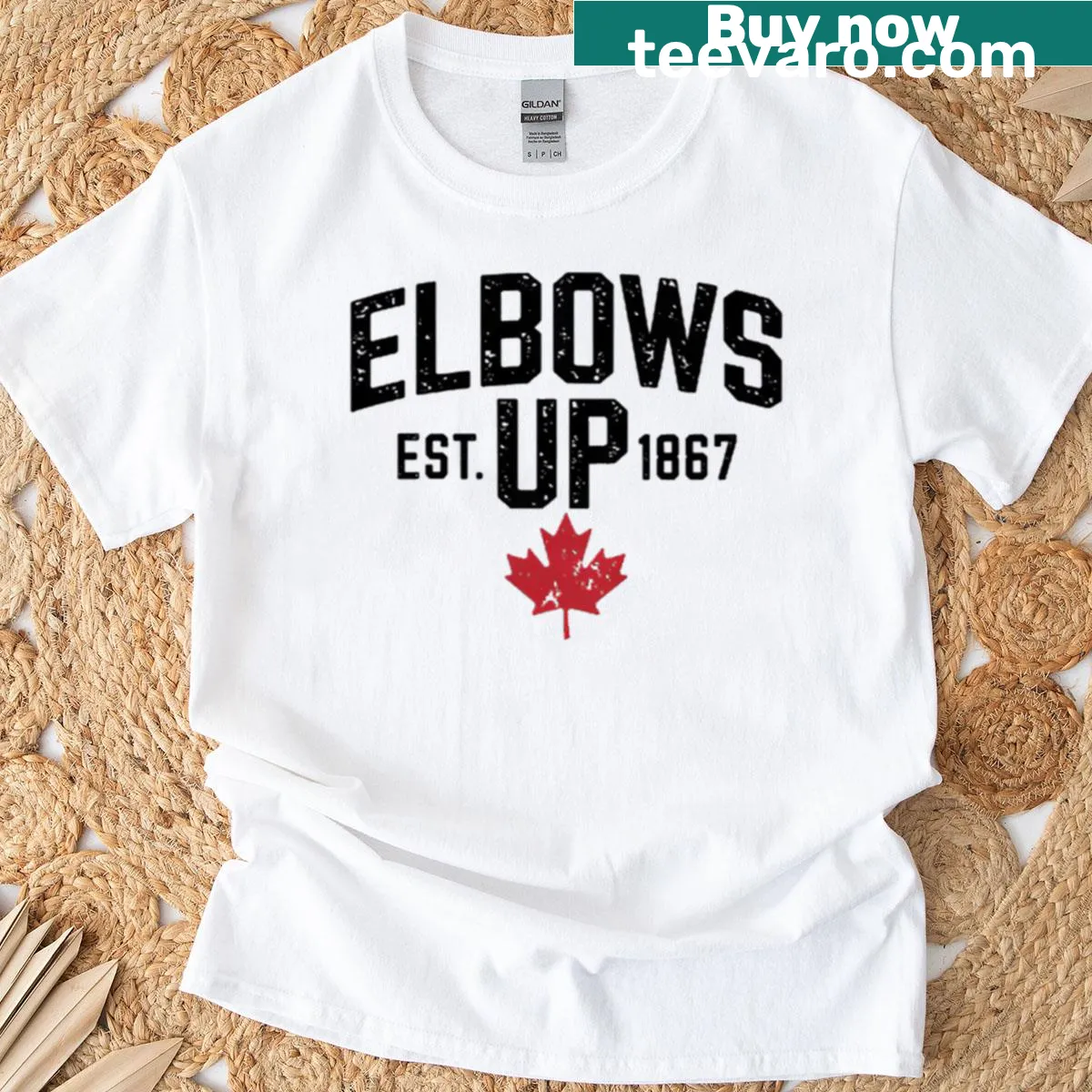Typographic T-shirt with the phrase 'Canada Strong' — on a men's t-shirt