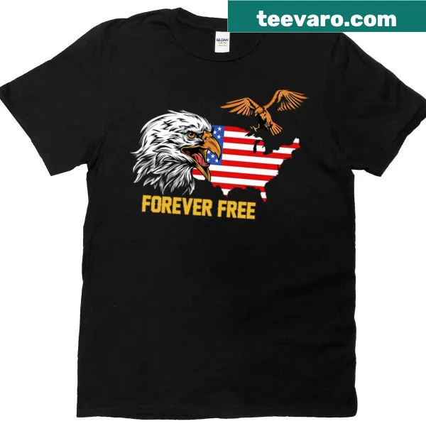 Patriotic oversized T-shirt with bald eagle and USA flag design