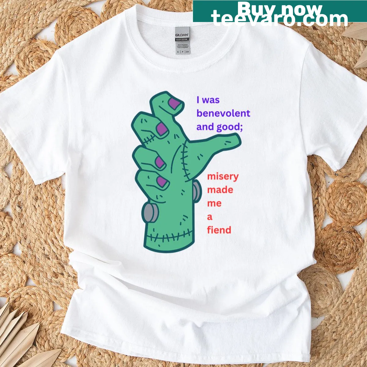 Frankenstein-themed T-shirt with a thoughtful quote — on a men's t-shirt