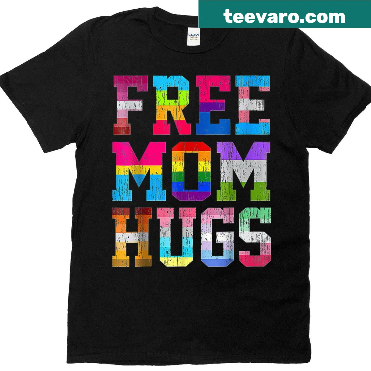 'Free Mom Hugs' graphic for Pride Month on a T-shirt — on a men's t-shirt