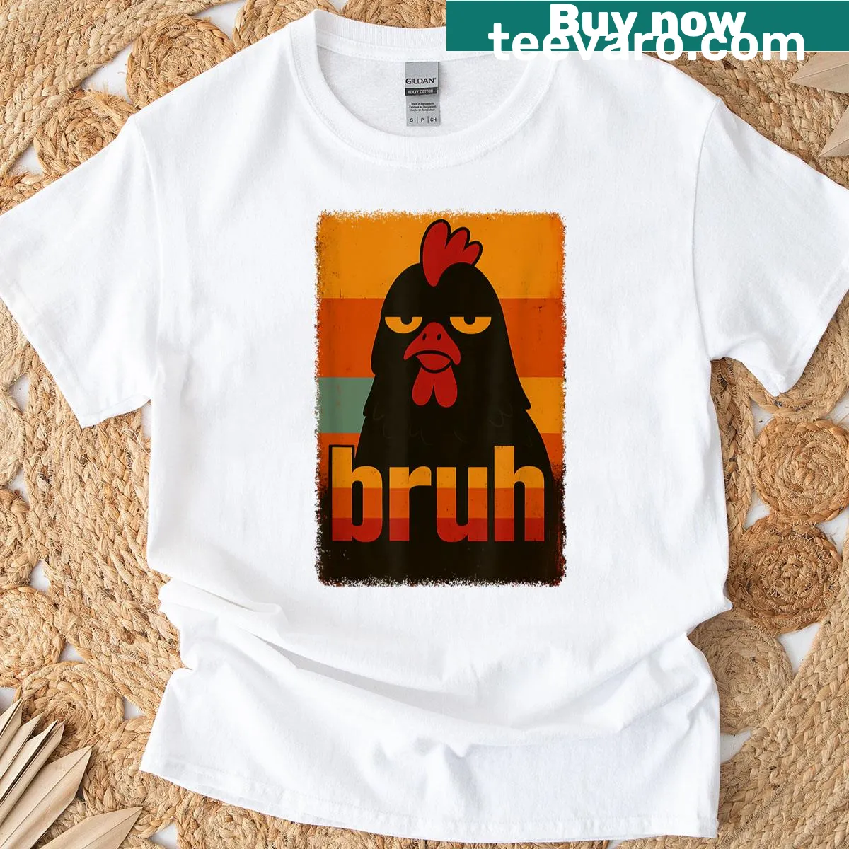 Humorous chicken graphic on a funny T-shirt for all ages. — on a men's t-shirt