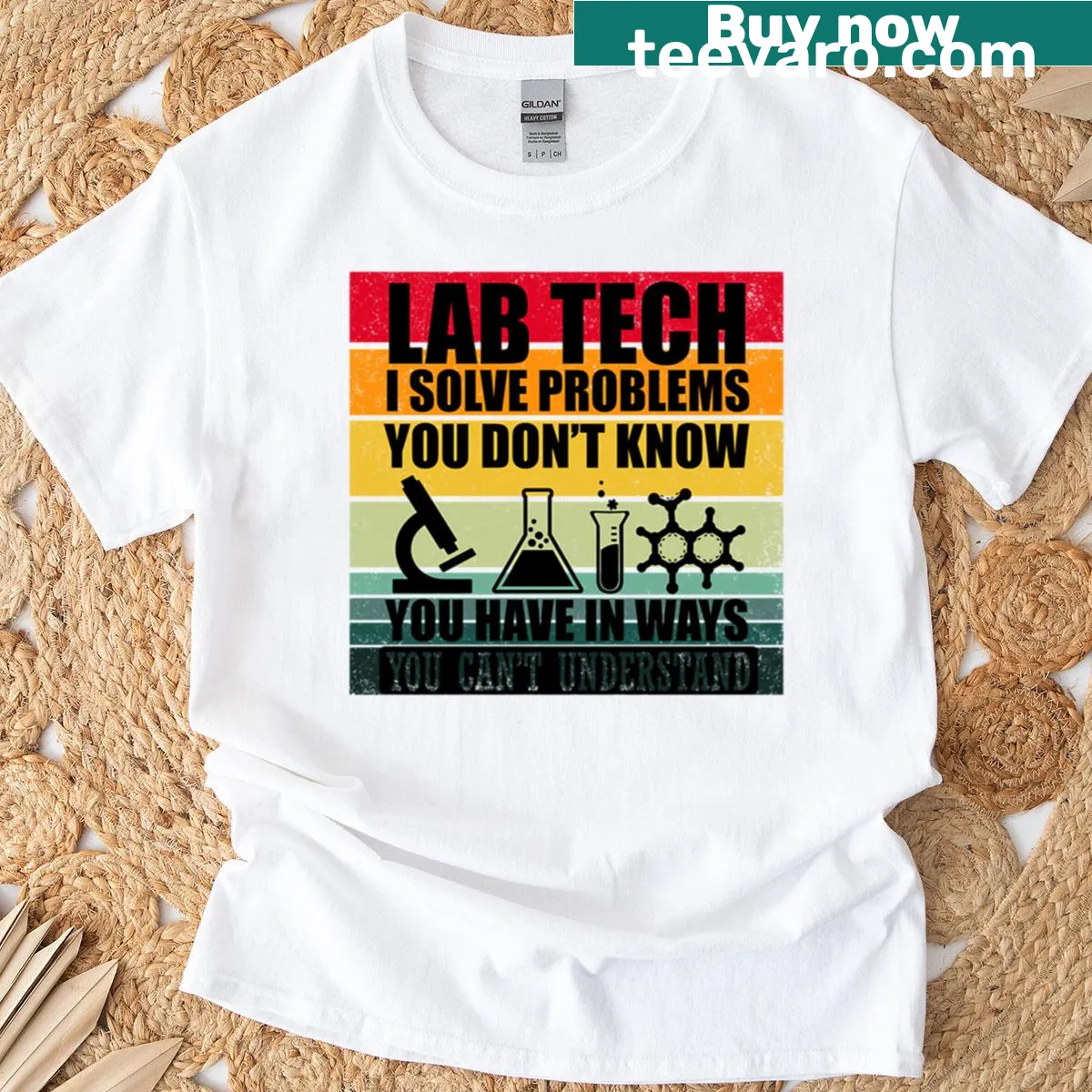 Funny medical lab tech sayings in bold typography — on a men's t-shirt