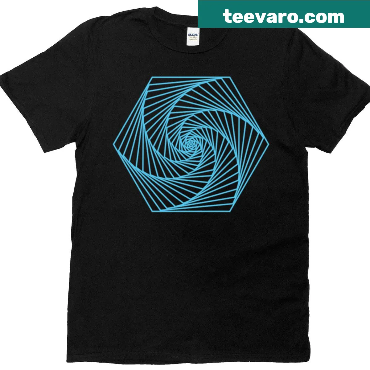 Abstract geometric hexagon design in a striking arrangement — on a men's t-shirt