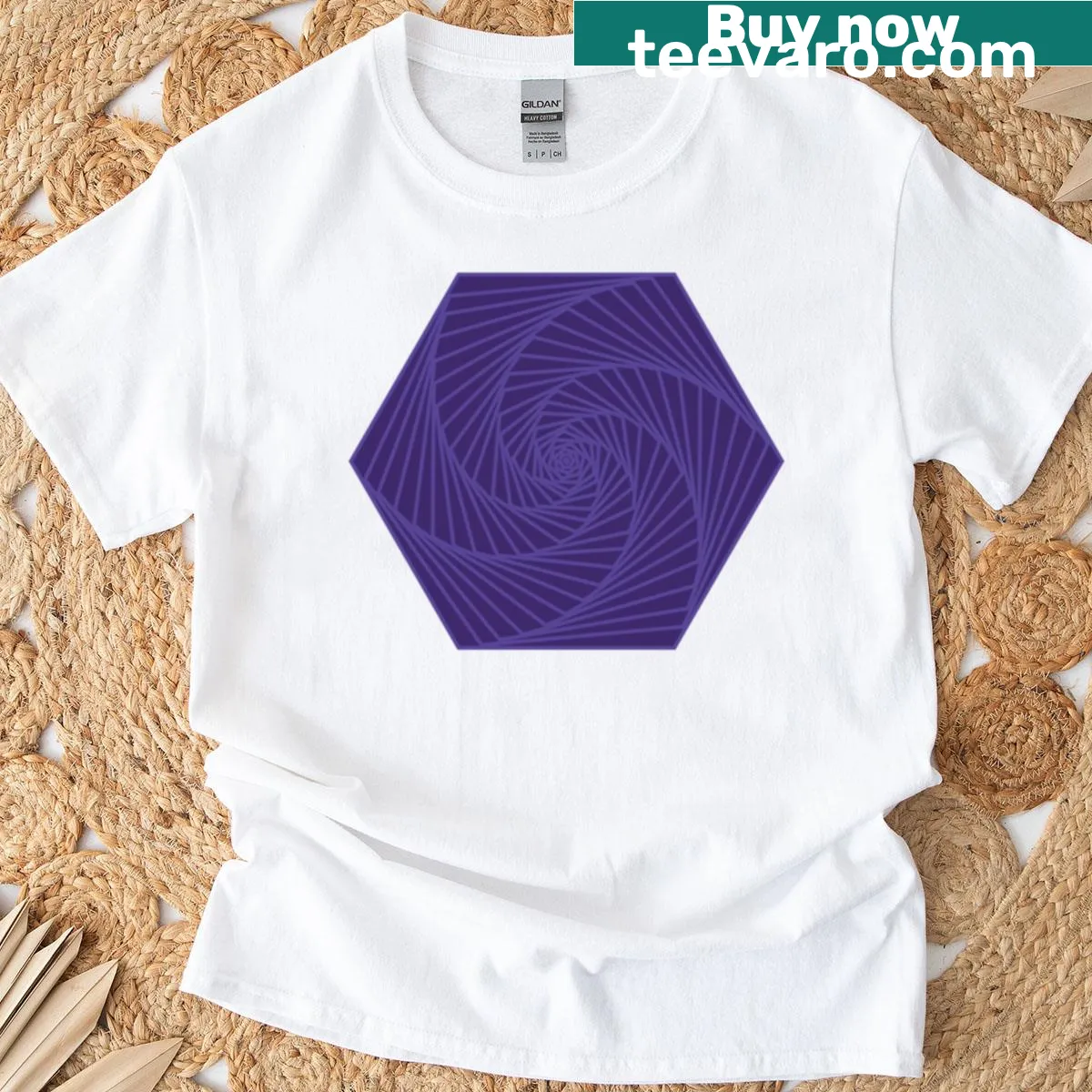 Geometric hexagon print on an oversized T-shirt design — on a men's t-shirt