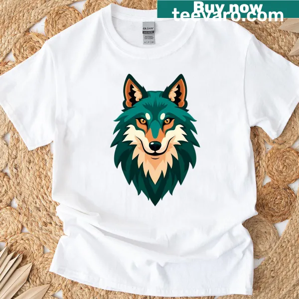 Minimalist graphic of a wolf on a t-shirt