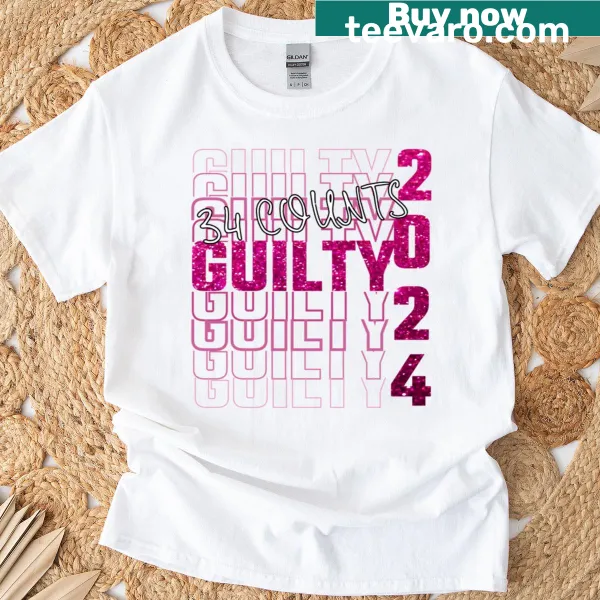 Oversized t-shirt with the phrase Guilty On 34 Counts 2024