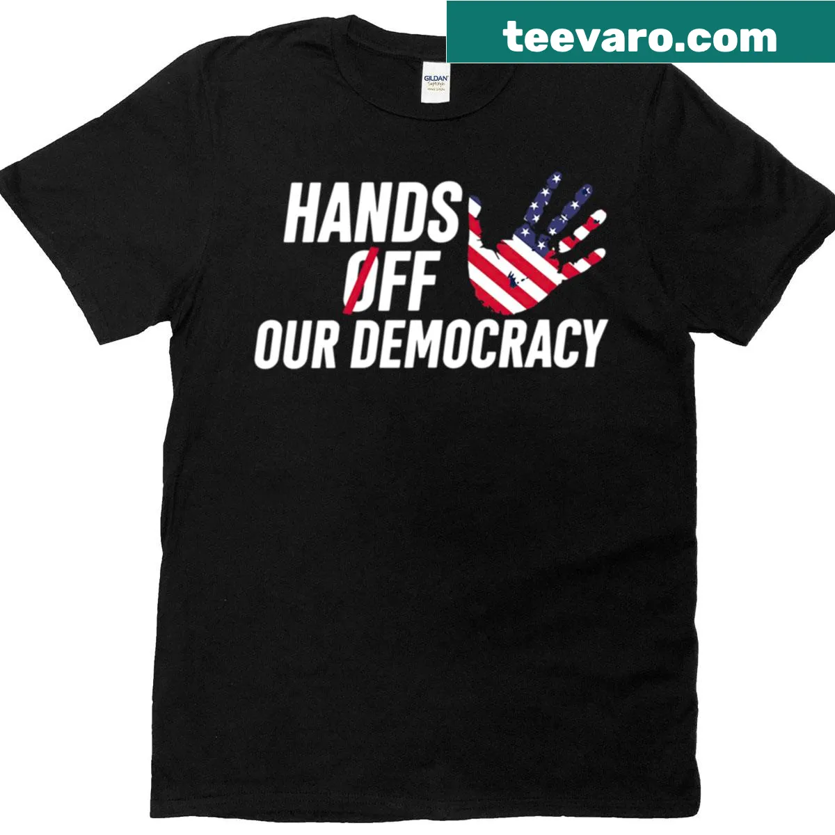 Bold anti-Trump democracy t-shirt with impactful design — on a men's t-shirt
