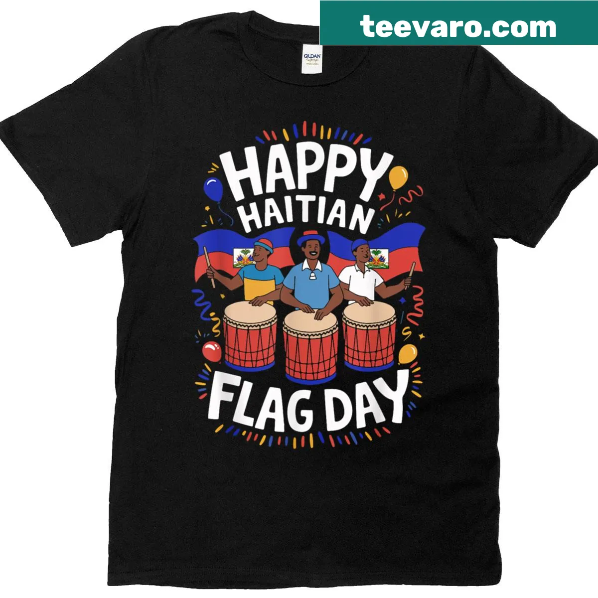Haitian Flag Day graphic on a t-shirt. — on a men's t-shirt