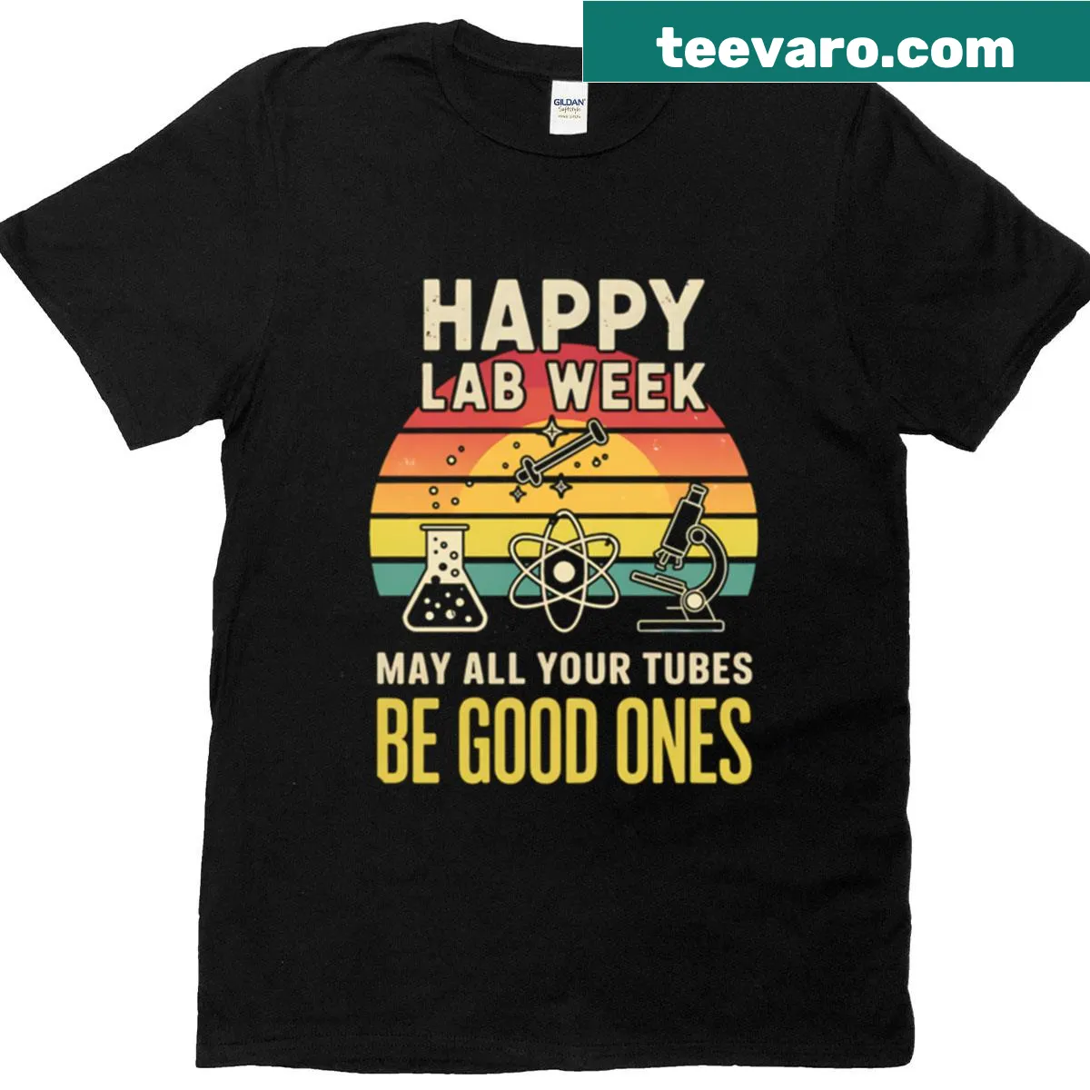 Lab Week T-shirt with humorous phrase about lab tubes — on a men's t-shirt