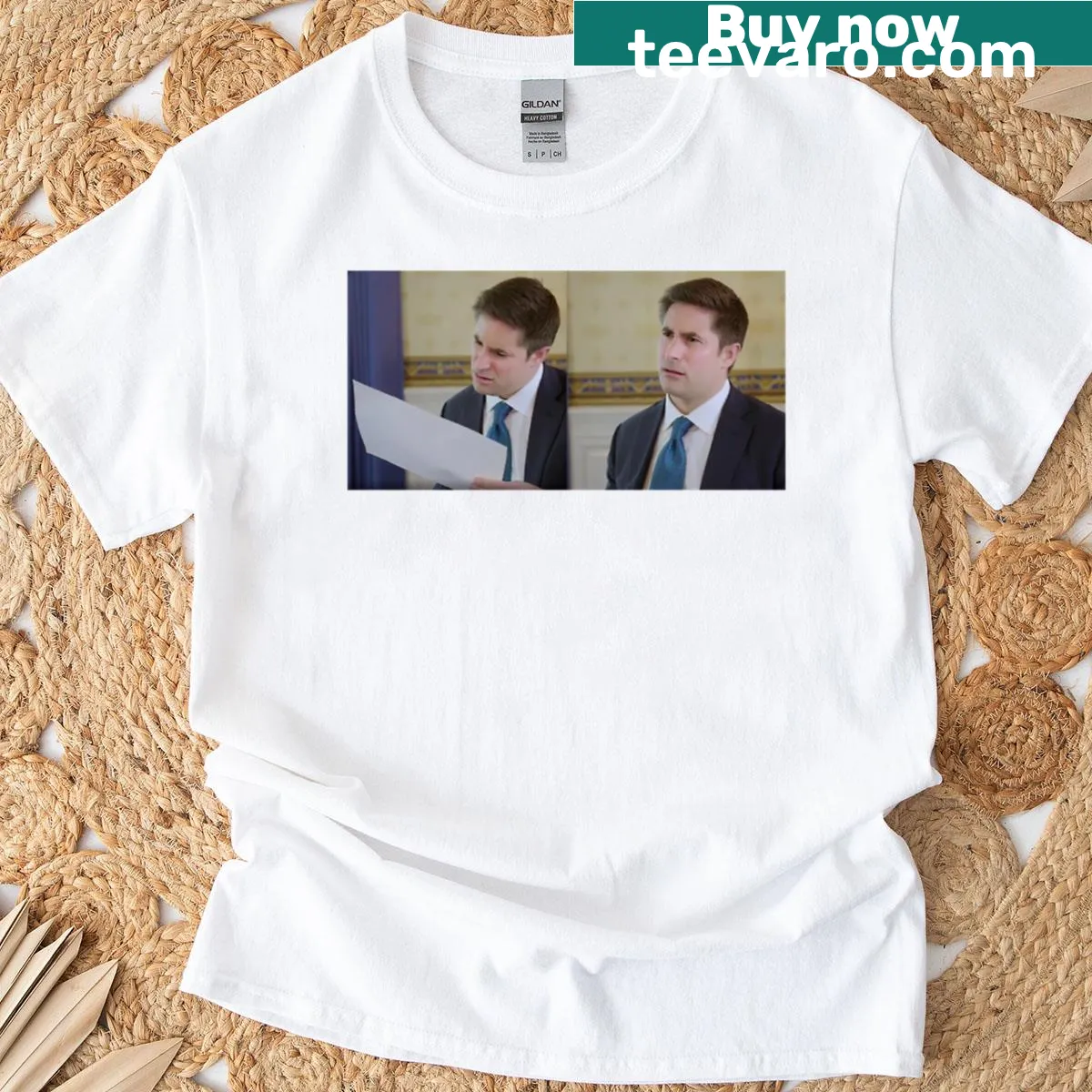 Oversized t-shirt featuring a humorous Trump reaction graphic — on a men's t-shirt