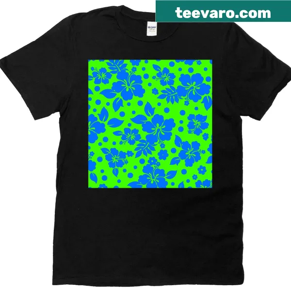 Illustrated hibiscus flower design on T-shirt