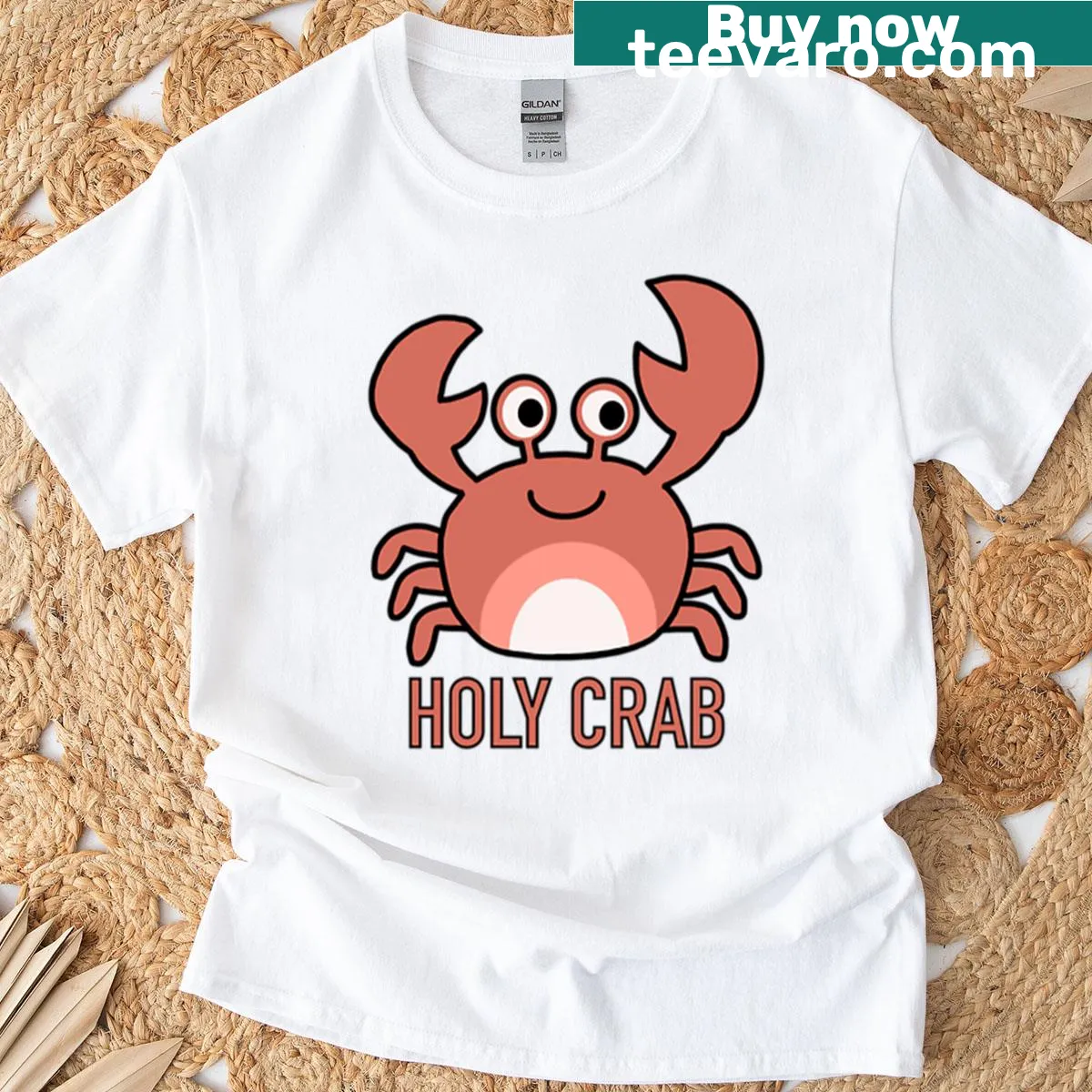 Cute cartoon crab graphic on an oversized t-shirt — on a men's t-shirt