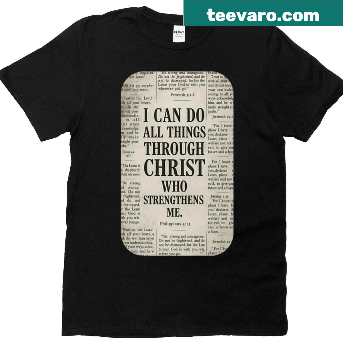 Inspirational Christian t-shirt with motivational text — on a men's t-shirt