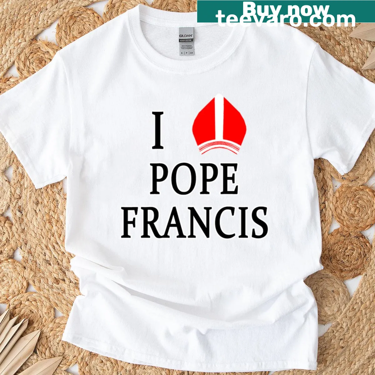 T-shirt with a heartfelt message about Pope Francis. — on a men's t-shirt