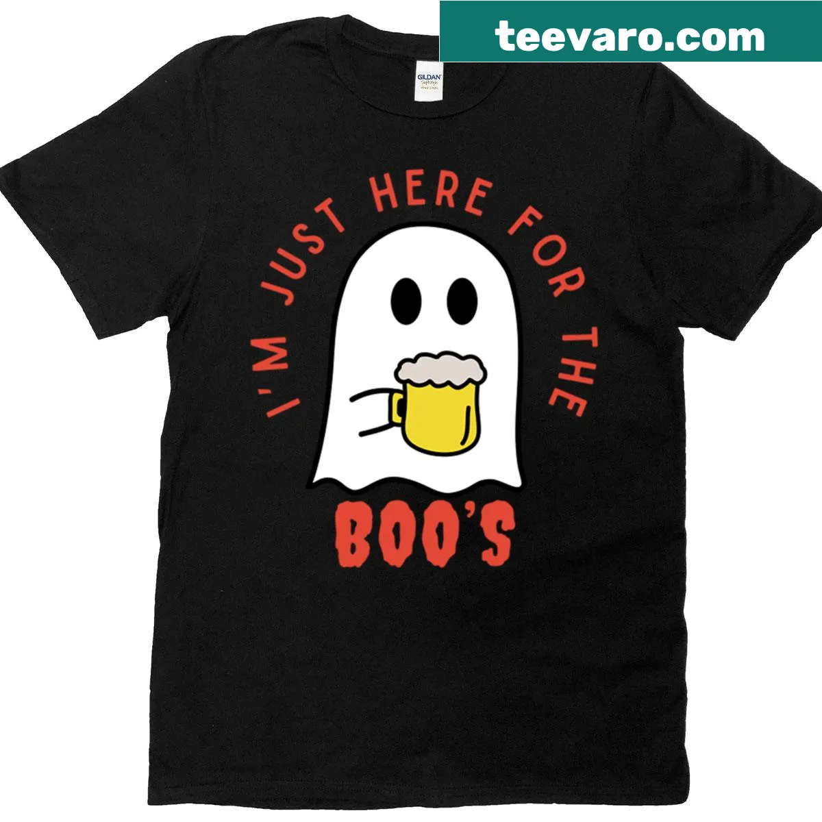 Funny T-shirt saying 'I'm Just Here For The Boos' for Halloween — on a men's t-shirt