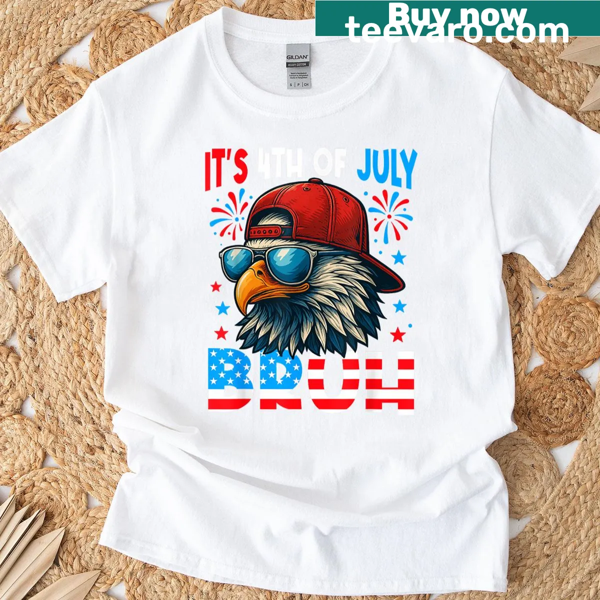 American flag and bald eagle design for 4th of July — on a men's t-shirt