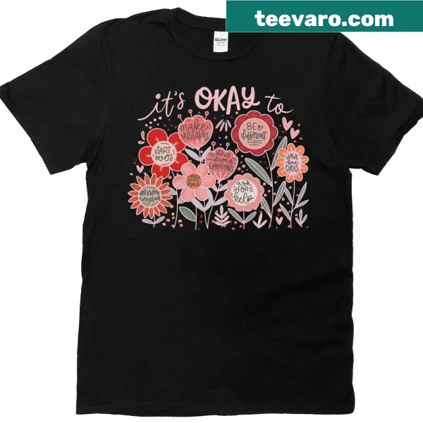 Floral design promoting mental health awareness on T-shirt