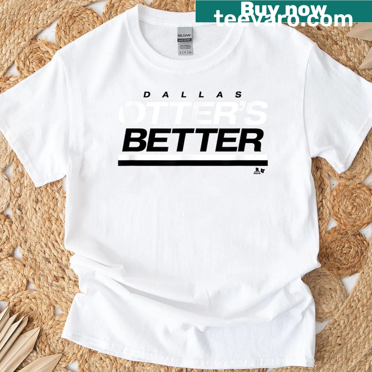 Fun Dallas hockey T-shirt with slogan about Jake Oettinger and otters — on a men's t-shirt