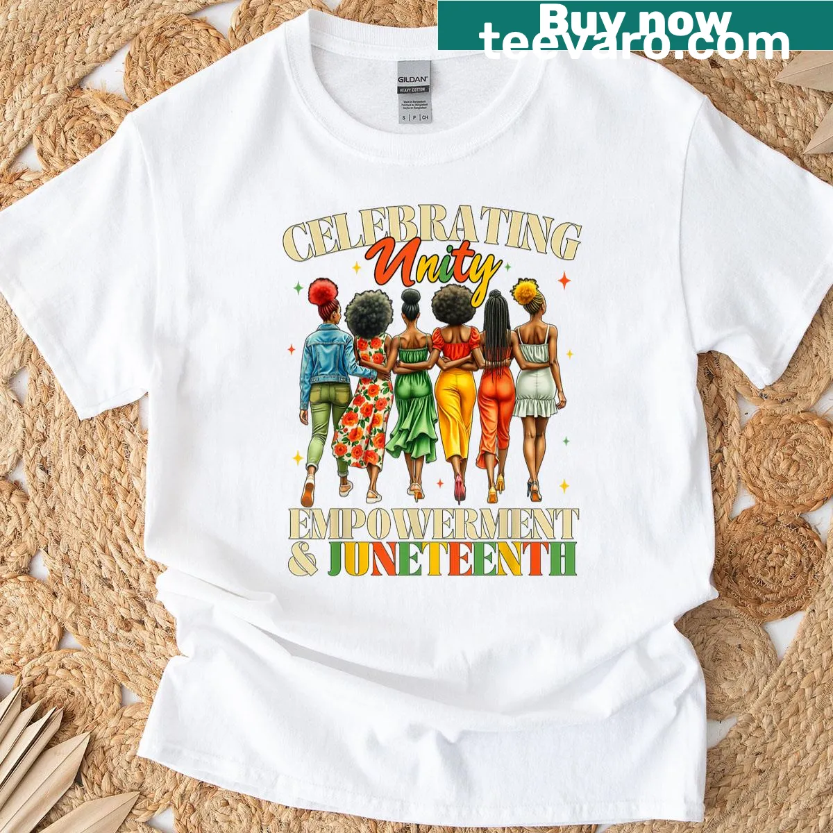 Juneteenth 1865 women graphic t-shirt — on a men's t-shirt