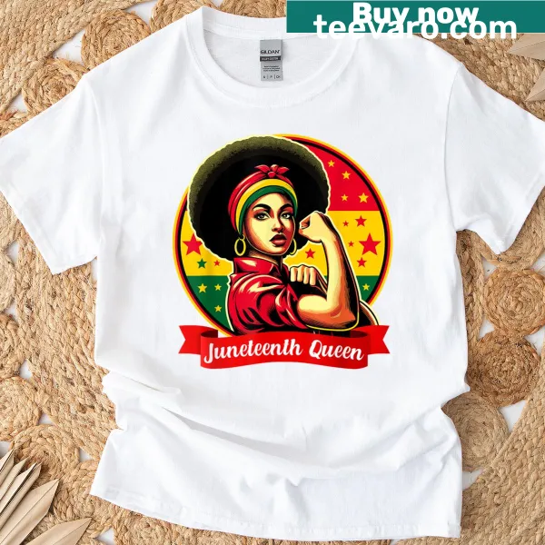 Juneteenth Queen T-shirt with empowering text for African American pride
