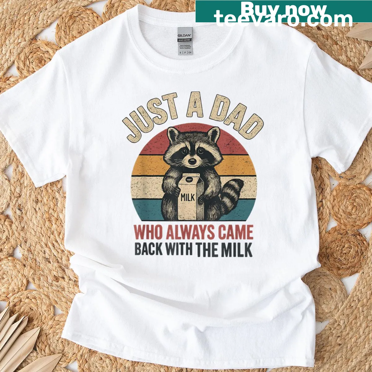 Retro-style T-shirt with humorous dad phrase about always coming back — on a men's t-shirt