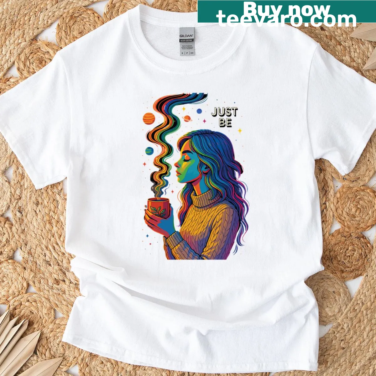 T-shirt with the phrase 'Just Be Let Go' in clean typography. — on a men's t-shirt