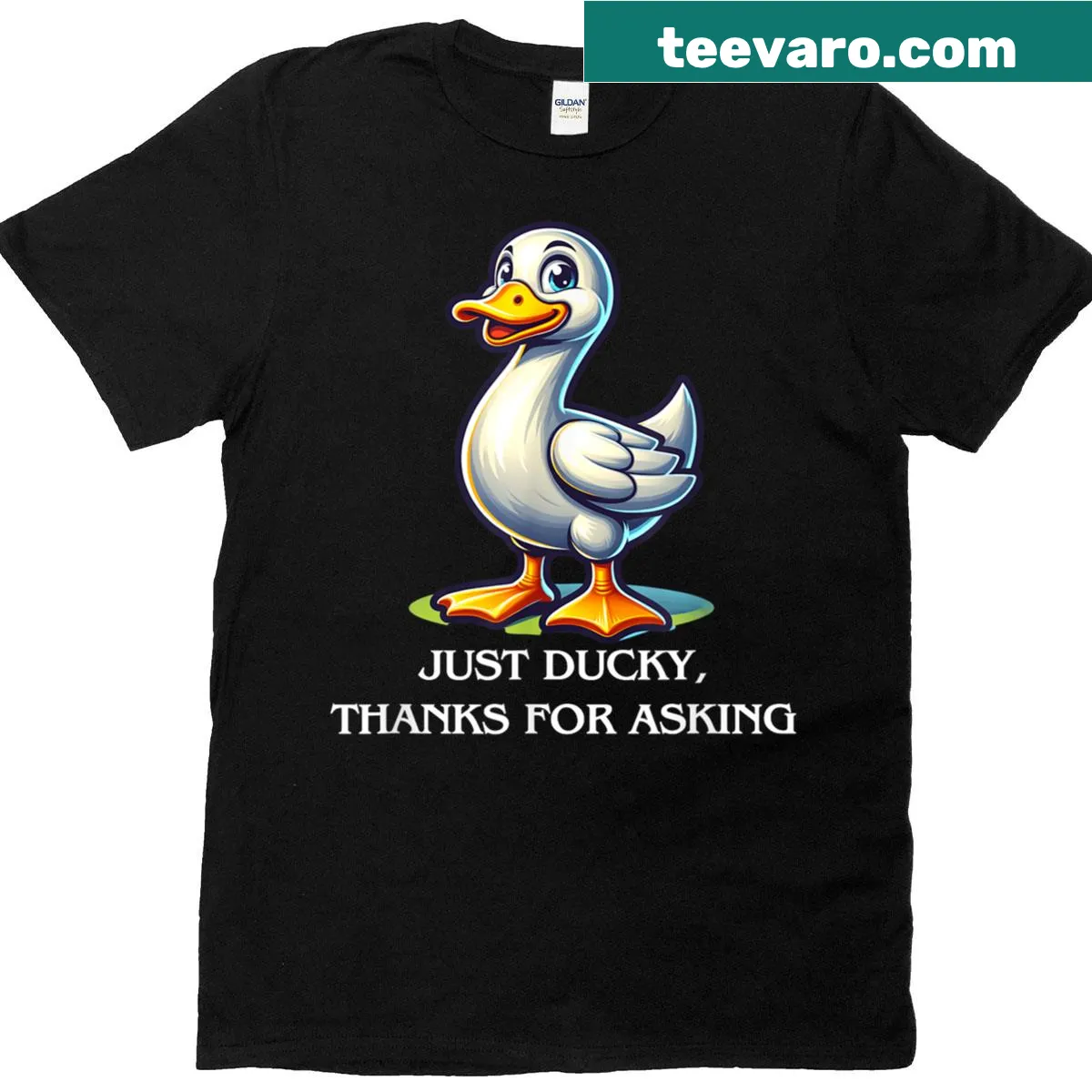 T-shirt featuring a cute cartoon duck graphic for duck lovers — on a men's t-shirt