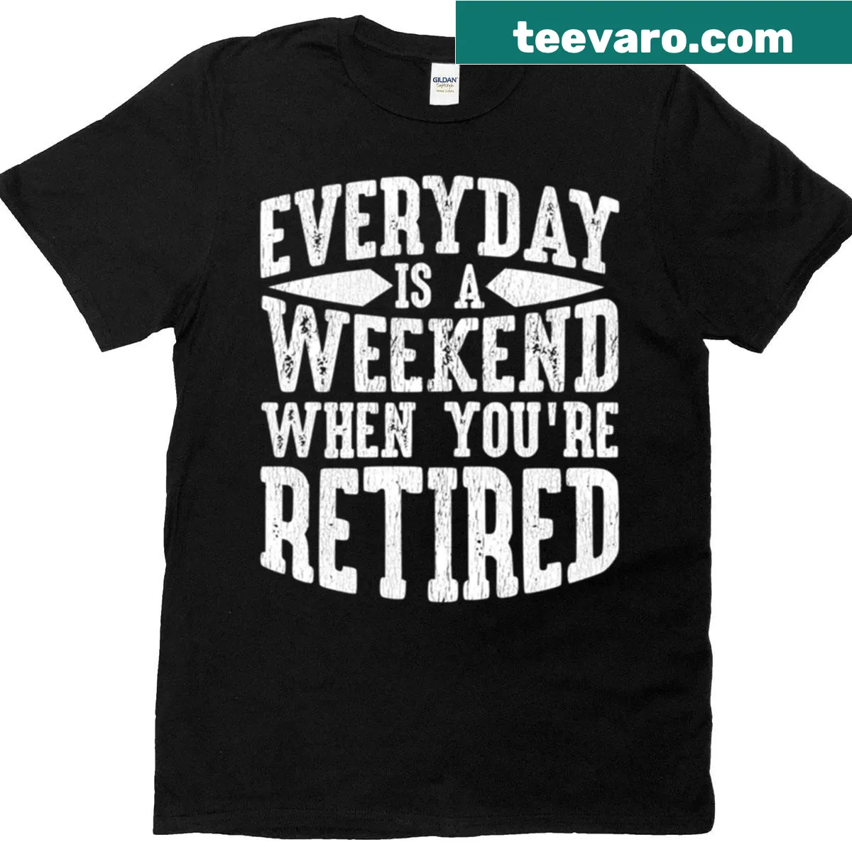 Funny retirement T-shirt with Just Retired text — on a men's t-shirt