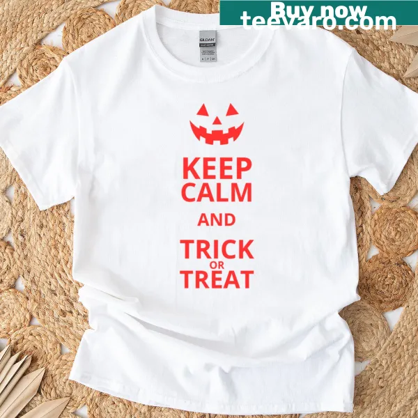 Playful Halloween themed t-shirt with 'Keep Calm And Trick Or Treat' text