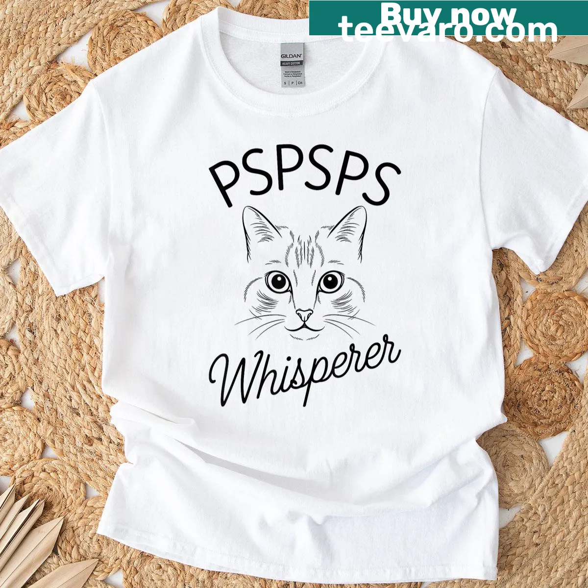 Cute kitten t-shirt featuring the playful 'Pspsps' phrase and adorable kitten illustrations — on a men's t-shirt