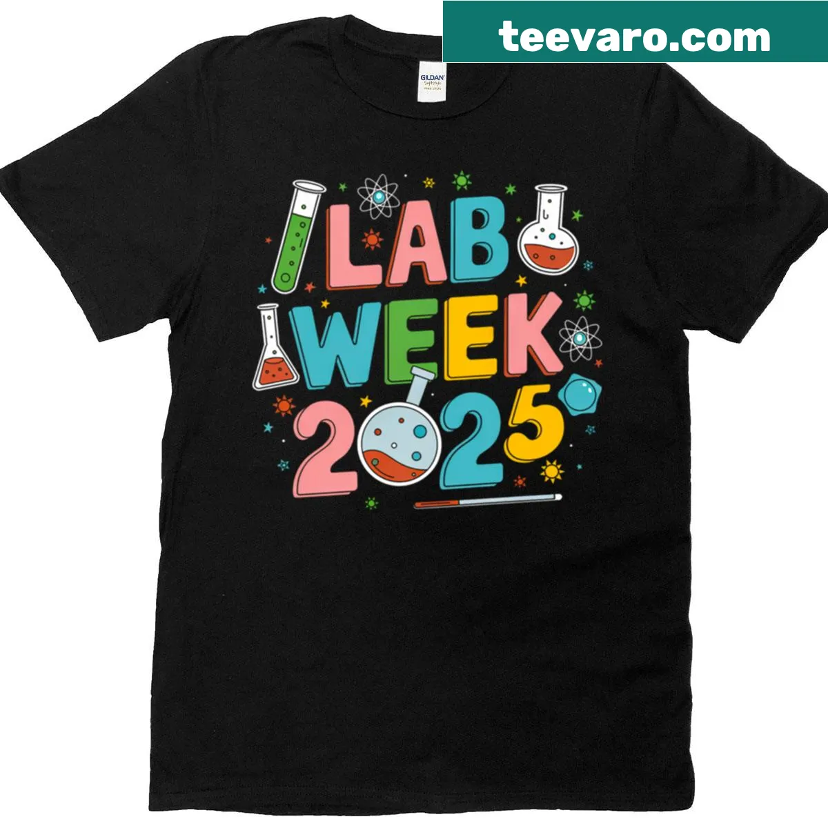 Retro-style t-shirt for Medical Laboratory Tech celebrating Lab Week 2025 — on a men's t-shirt