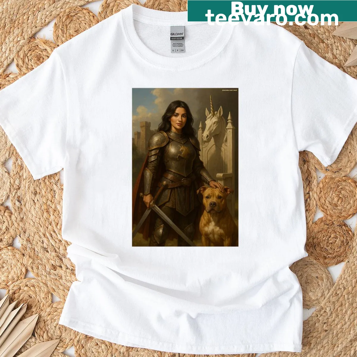 Illustration of Lady P with a bear from Guardians Of Cryptonia — on a men's t-shirt