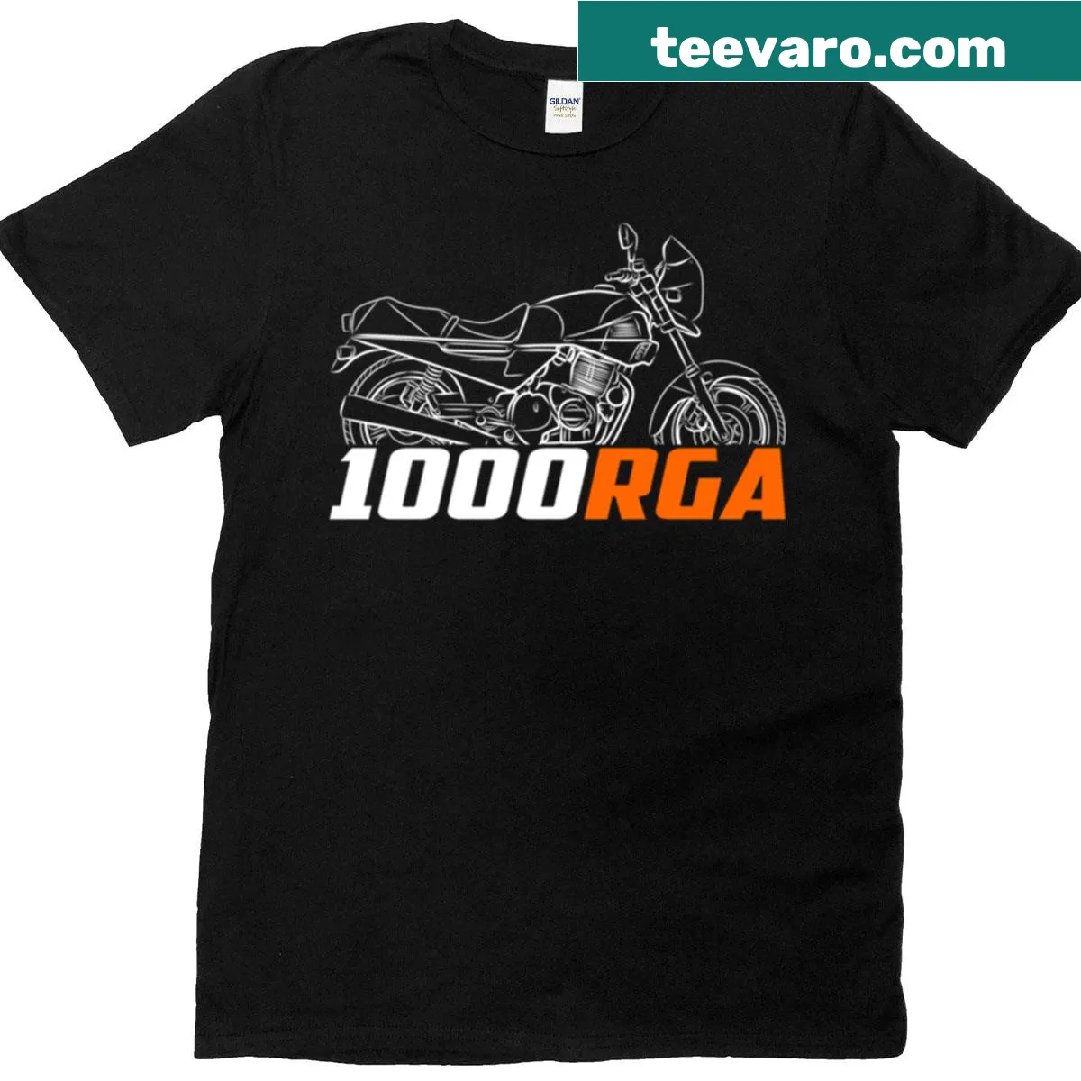 Laverda 1000 Rga emblem graphic on motorcycle T-shirt — on a men's t-shirt