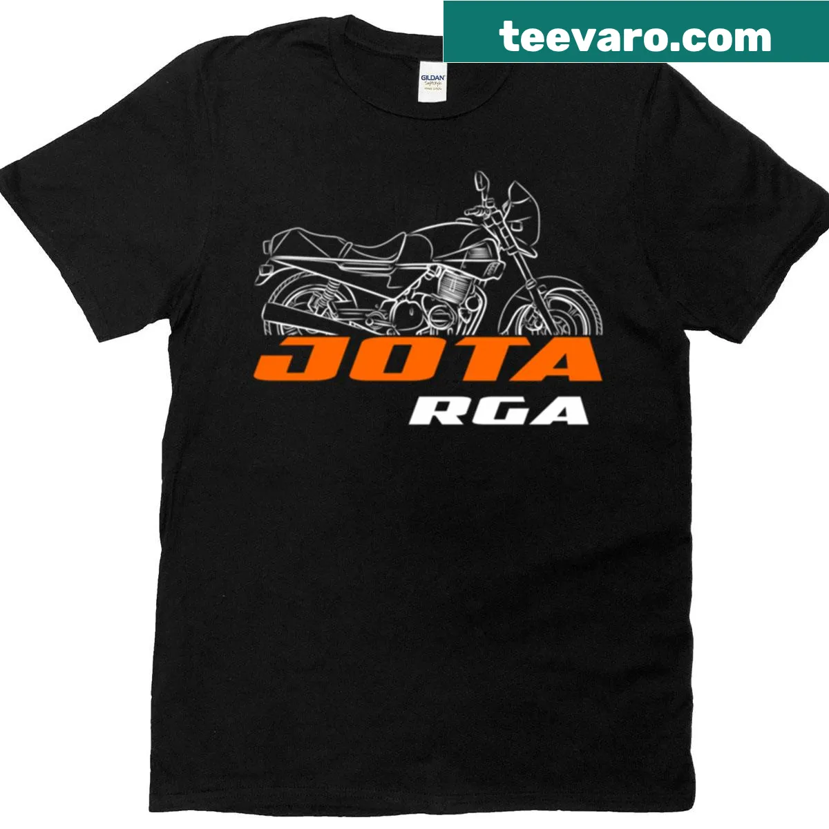 Laverda 1000 Rga Jota emblem graphic on motorcycle T-shirt — on a men's t-shirt