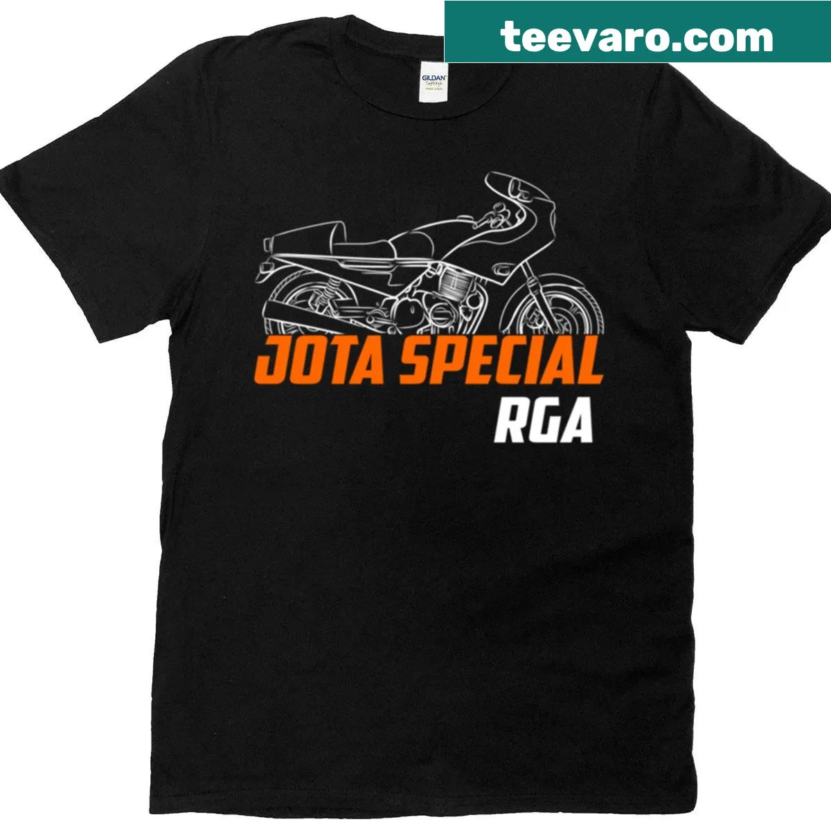 Laverda 1000 Rga Jota Special emblem on motorcycle T-shirt — on a men's t-shirt