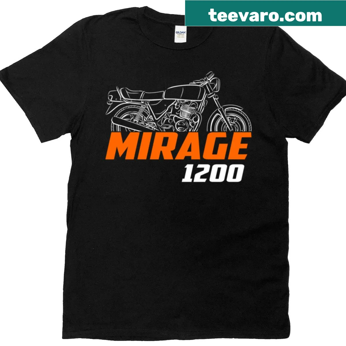 Vintage-style T-shirt featuring Laverda 1200 Mirage motorcycle graphic — on a men's t-shirt