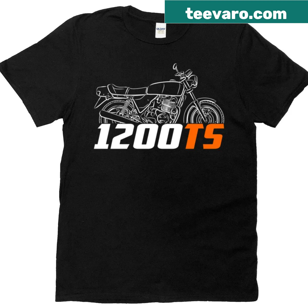Vintage distressed T-shirt showcasing Laverda 1200ts motorcycle design — on a men's t-shirt