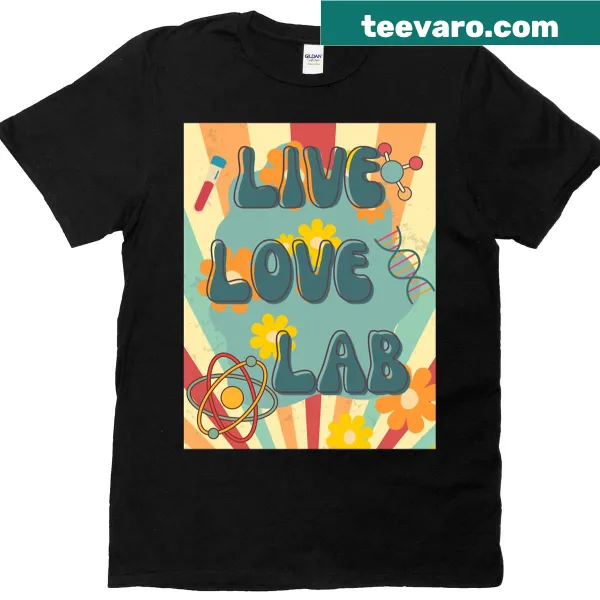 Illustration of 'Live Love Lab' phrase on T-shirt for Lab Week