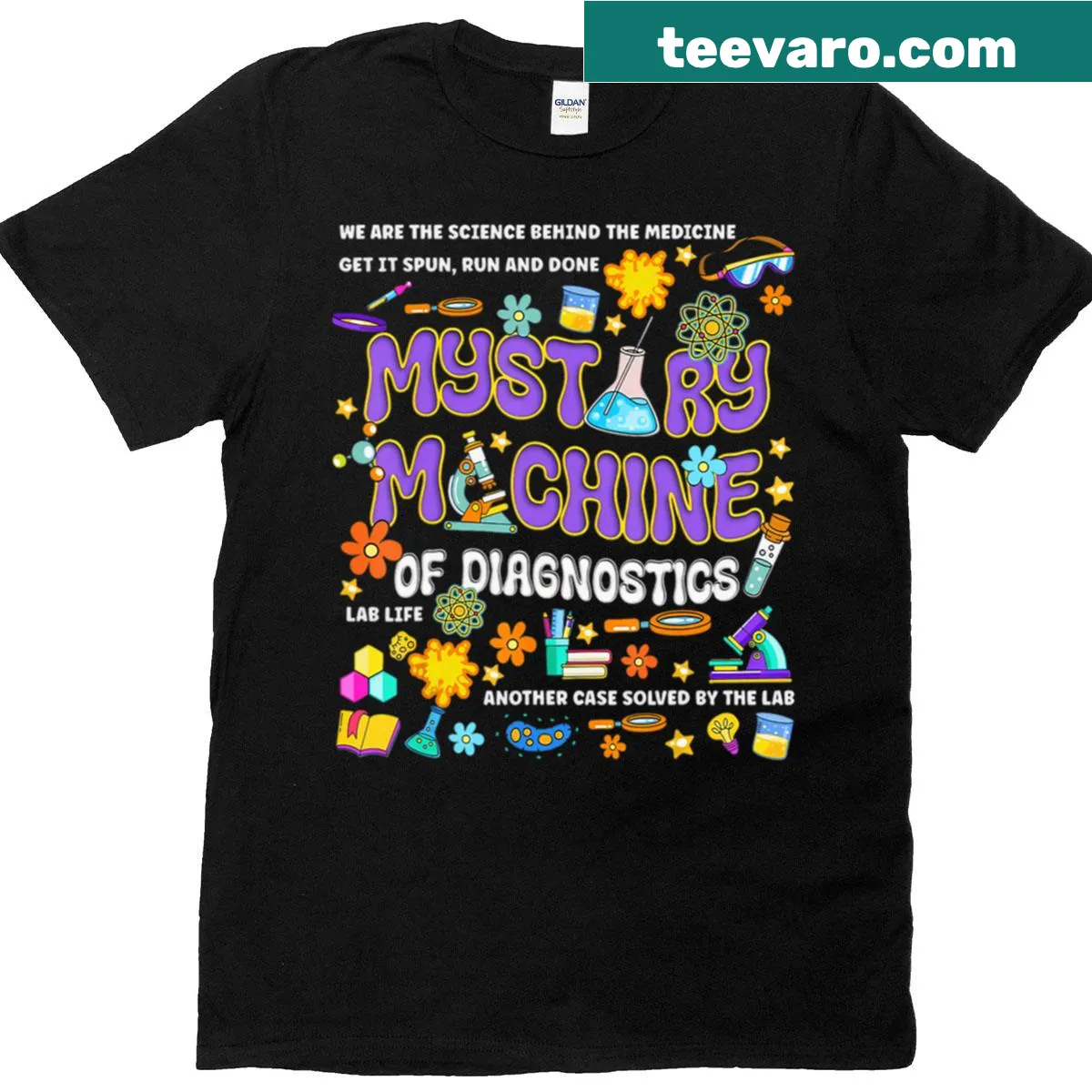Retro Med Lab Tech T-shirt for Lab Week 2025 featuring a diagnostic machine — on a men's t-shirt