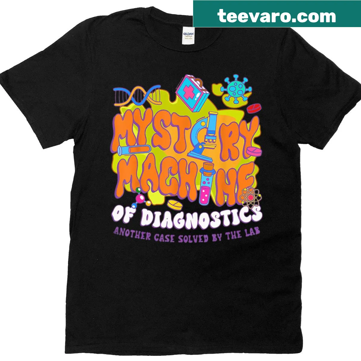 Lab Week 2025 Med T-shirt with diagnostic machine design — on a men's t-shirt