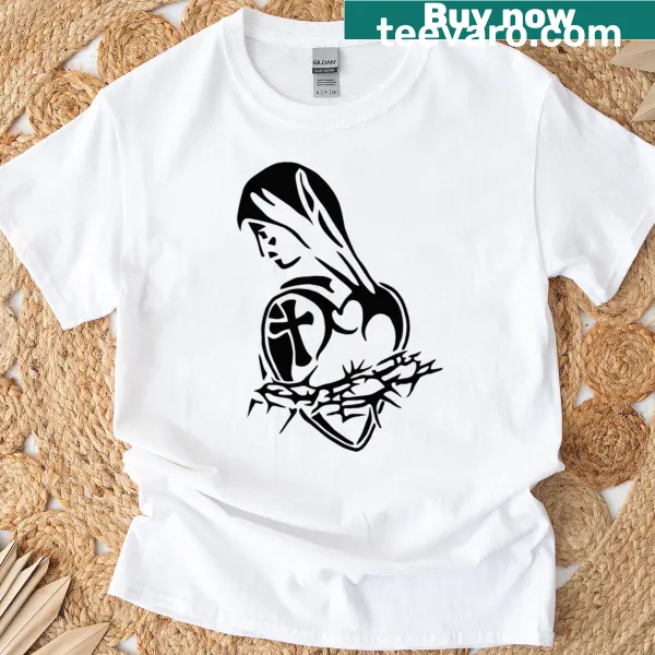 Illustration of Madonna with heart on an oversized T-shirt