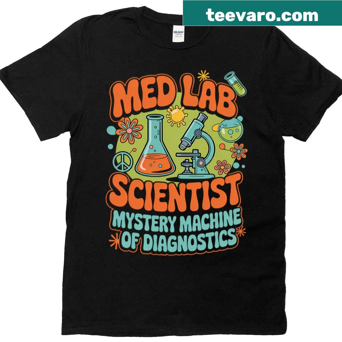 Retro T-shirt celebrating medical lab scientists during Lab Week Run 2025. — on a men's t-shirt