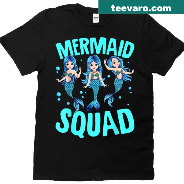 Cute matching T-shirts with cartoon mermaids for women and kids