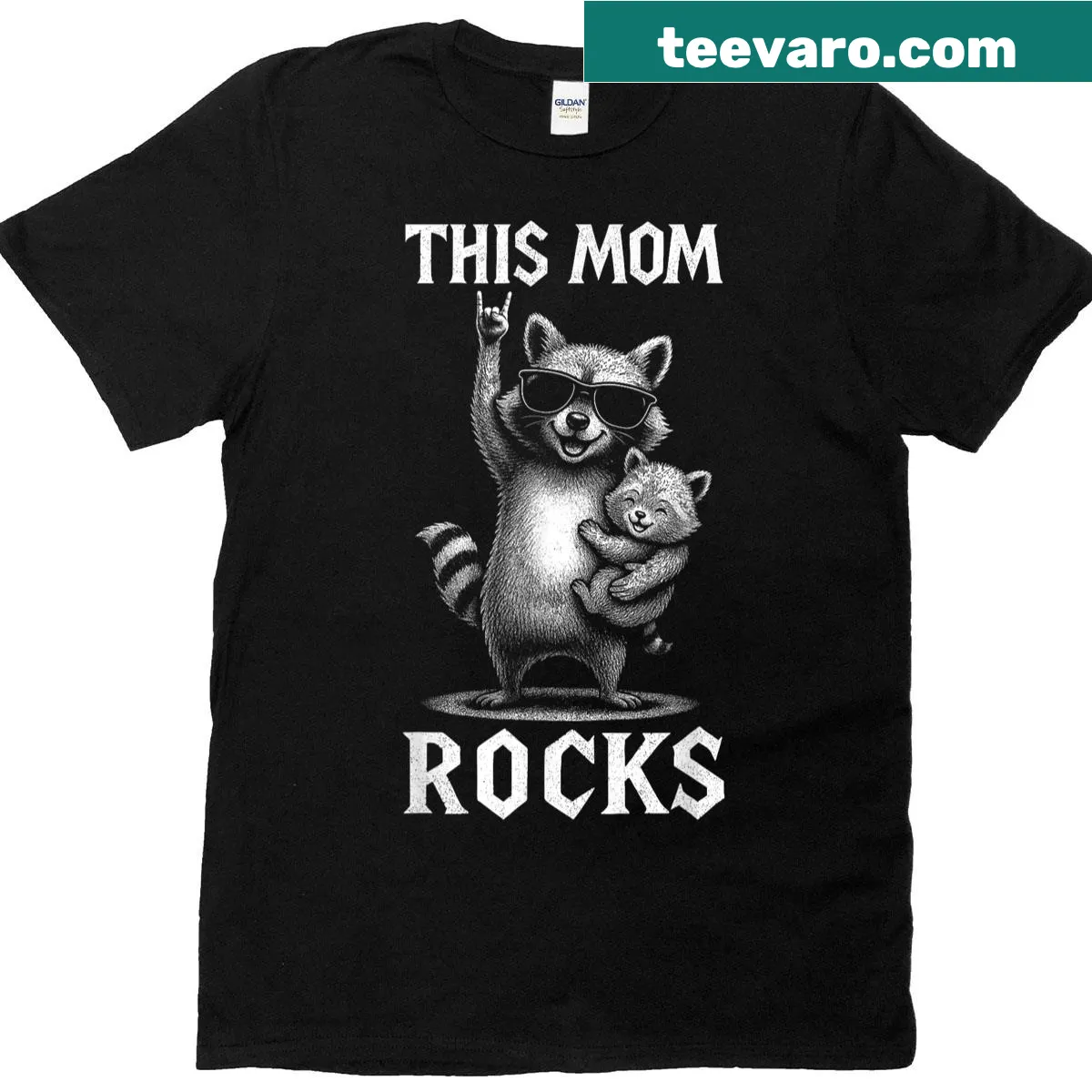 Funny raccoon graphic with flower crown for Mother's Day t-shirt — on a men's t-shirt