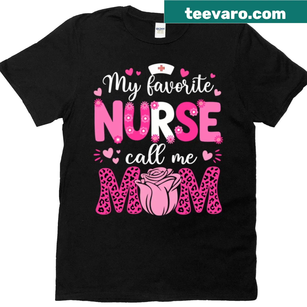 T-shirt with 'My Favorite Nurse Calls Me Mom' design — on a men's t-shirt