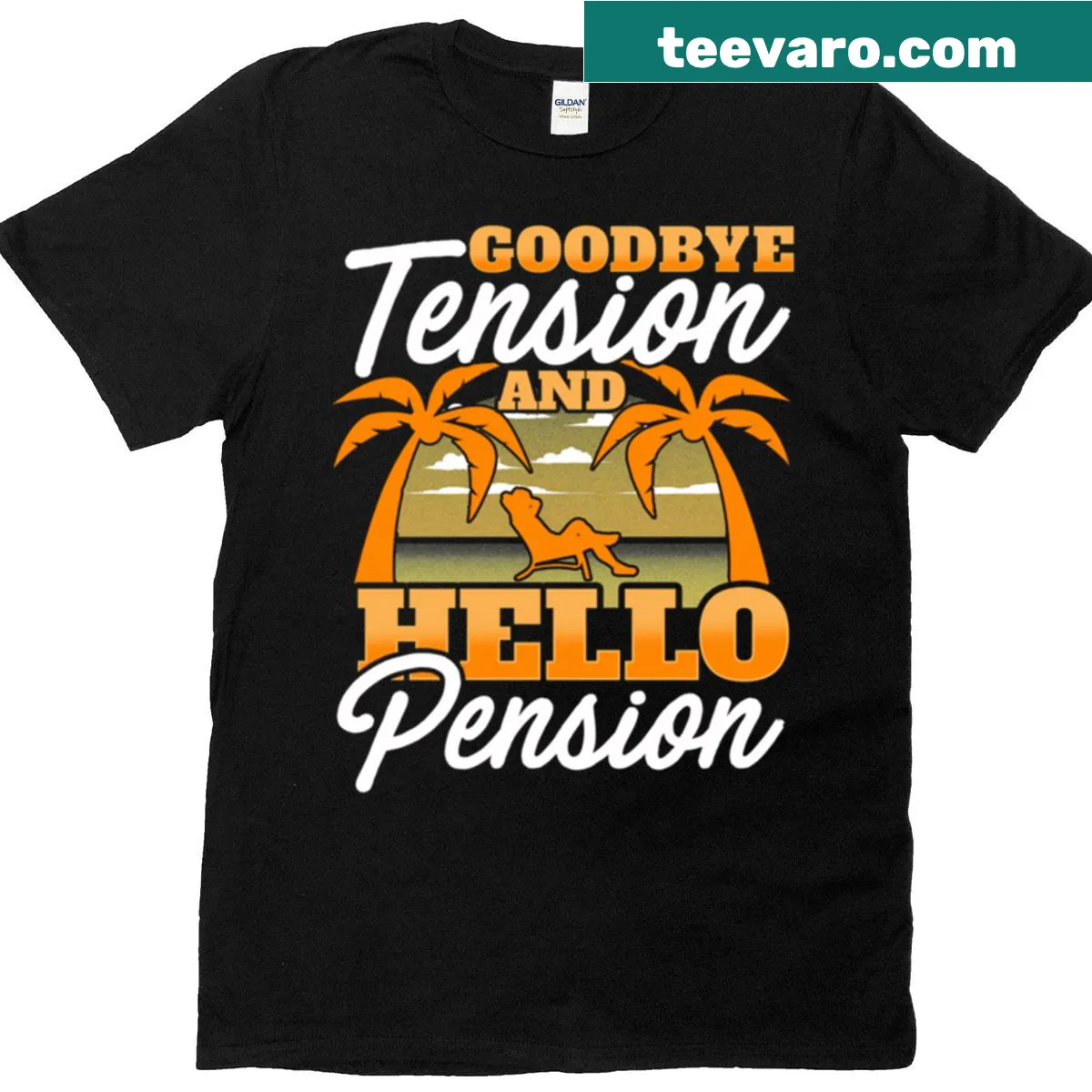 Funny retirement t-shirt with humorous pension quote — on a men's t-shirt