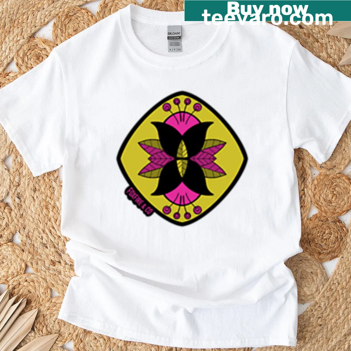 Floral crest design T-shirt celebrating nature — on a men's t-shirt