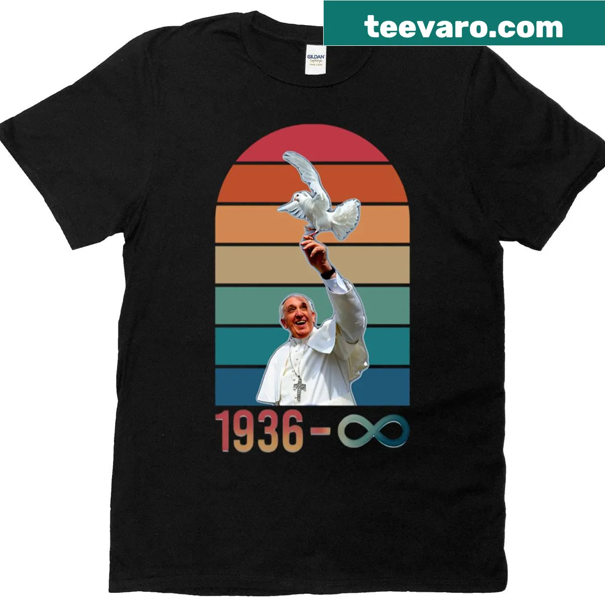 Infinity symbol with Pope Francis name and birth year 1936 — on a men's t-shirt