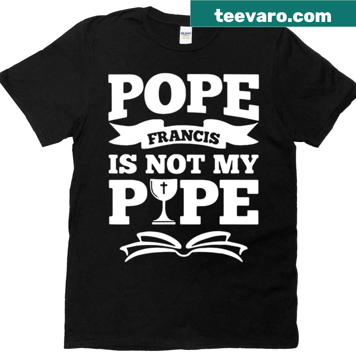 Oversized t-shirt with text declaring personal faith statement — on a men's t-shirt